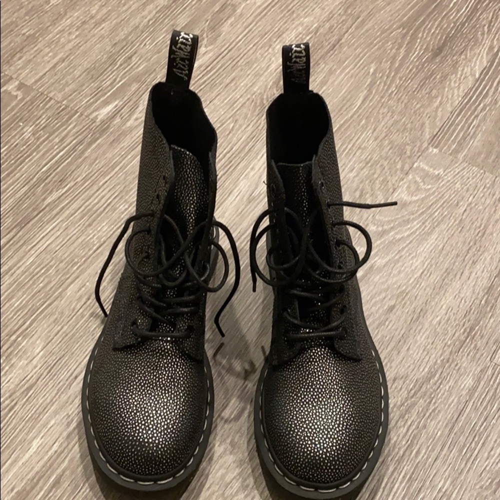 Dr. Martens Black/Silver Pascal Combat Boot